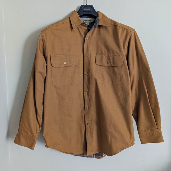 TOUGH DUCK Flannel Lined Light Work Jacket Shirt Canvas Button Up Size M NWOT - Picture 1 of 7
